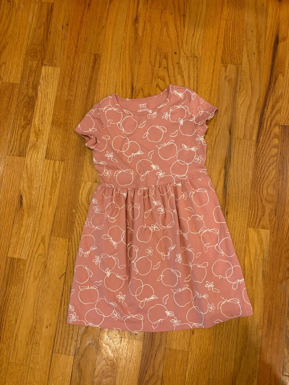 Carter's Dusty Rose Apple-Print Cotton Dress